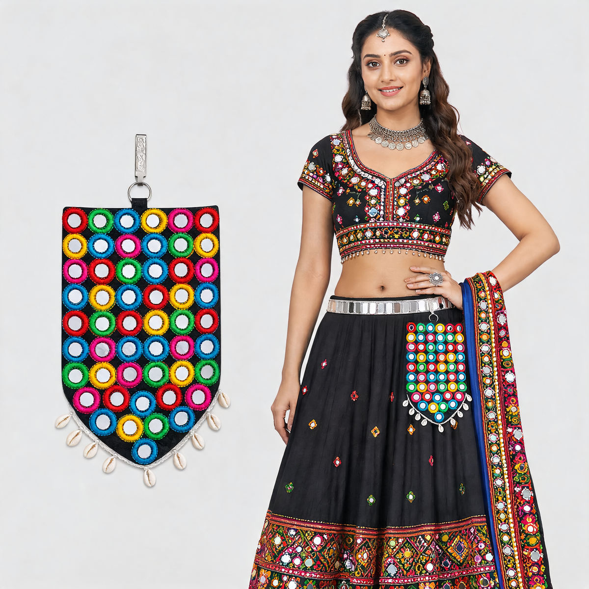 Gol Bharat Hand Embroidered Mirror Pouch for Lehenga & Chaniya Choli