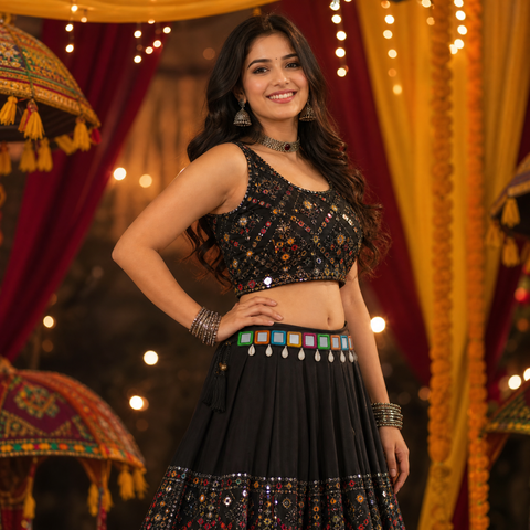 Kaudi Kandora Hand Embroidered Mirror Belt for Lehenga & Chaniya Choli