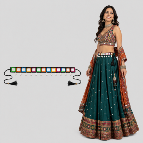 Kaudi Kandora Hand Embroidered Mirror Belt for Lehenga & Chaniya Choli