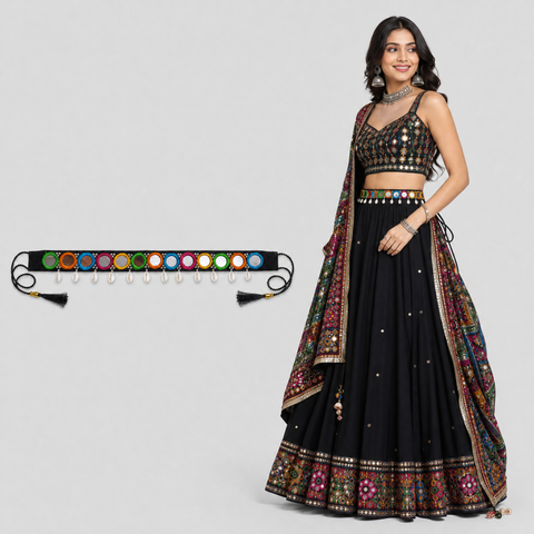 Gol Kandora Hand Embroidered Mirror Belt for Lehenga & Chaniya Choli