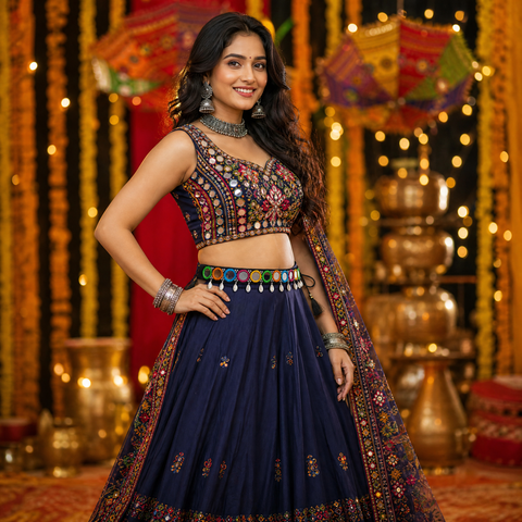 Gol Kandora Hand Embroidered Mirror Belt for Lehenga & Chaniya Choli