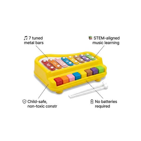Kids 2-in-1 Xylophone Piano Toy – 7 Tuned Metal Keys for Toddlers