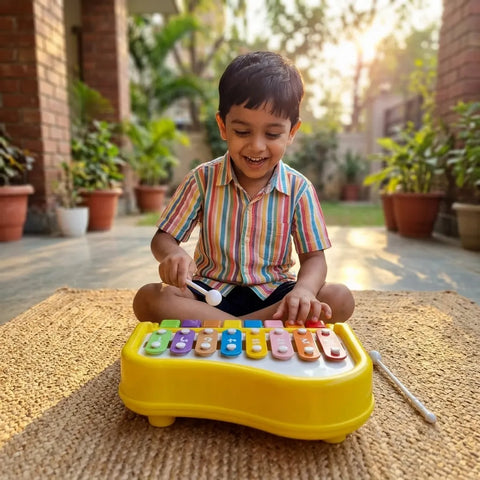 Kids 2-in-1 Xylophone Piano Toy – 7 Tuned Metal Keys for Toddlers