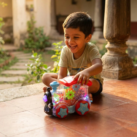 Musical Train Toy with Flashing Lights & Moving Gears for Toddlers