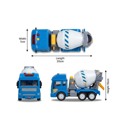 Toy Cement Mixer Truck with Rotating Drum for Kids