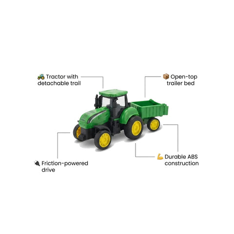 Toy Tractor Trolley Set with Detachable Farm Trailer for Kids