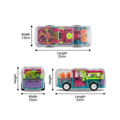 Transparent Gear Bus Toy with Lights & Moving Gears for Kids